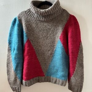 Vintage Geometric Wool Women's Sweater